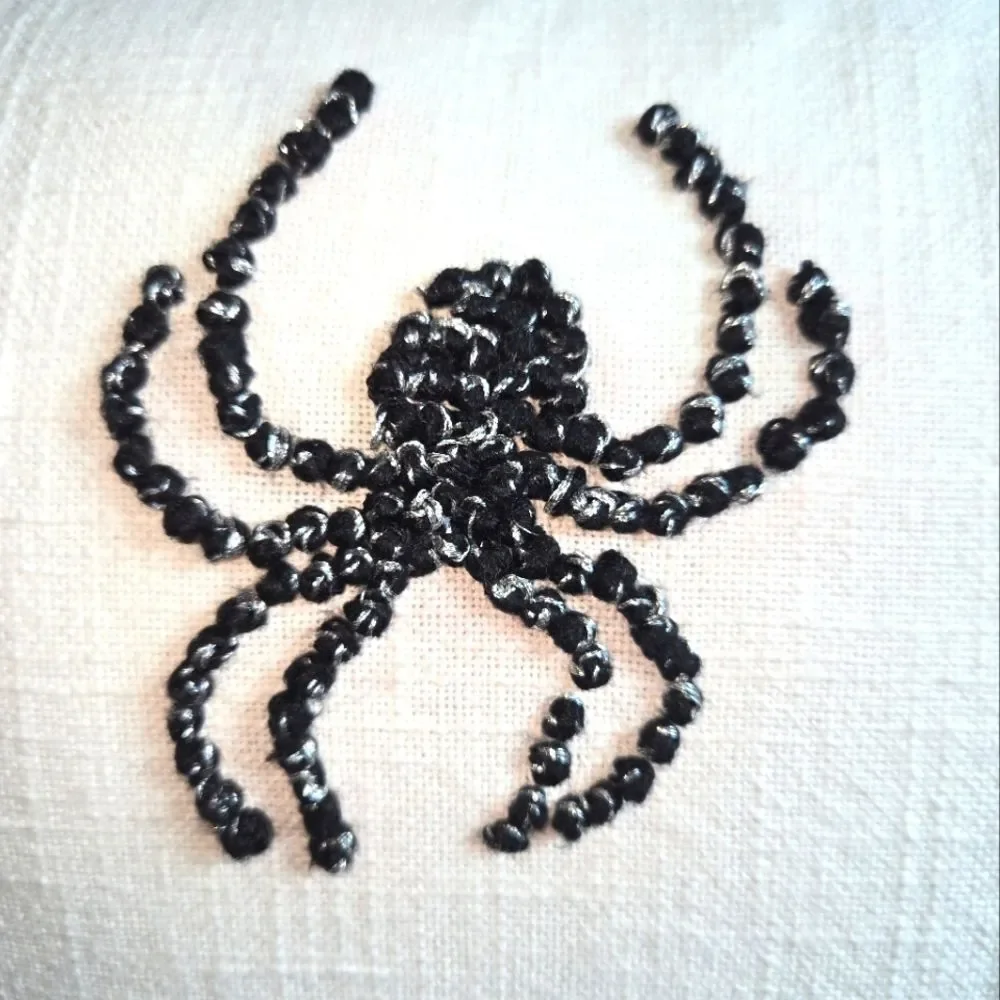 Novogratz‎ Black & Off White Beaded French Knot Spider Accent Pillow 20